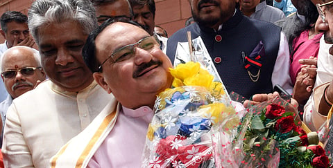 BJPs Working President J.P Nadda at Parliament House on the second day of the first session of 17th Lok Sabha, in New Delhi, Tuesday, June 18,2019. (Photo | Shekhar Yadav, EPS)
