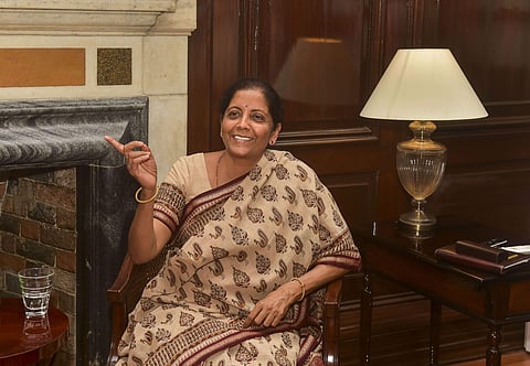 Newly appointed Finance Minister Nirmala Sitharaman takes charge at South Block in New Delhi on Friday (File photo | PTI)