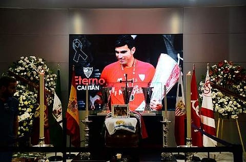 The coffin with the remains of Spanish football player Jose Antonio Reyes | AFP