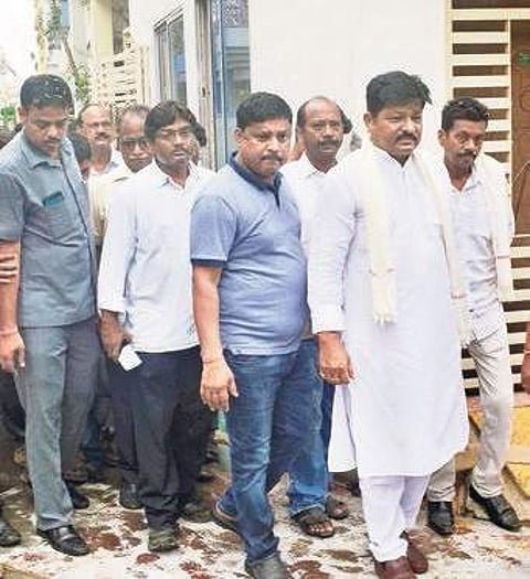 Urban Development Minister Pratap Jena during a tour of one of the streets in Cuttack on Friday | Express