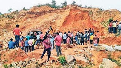 The site where the landslide took place on Saturday.