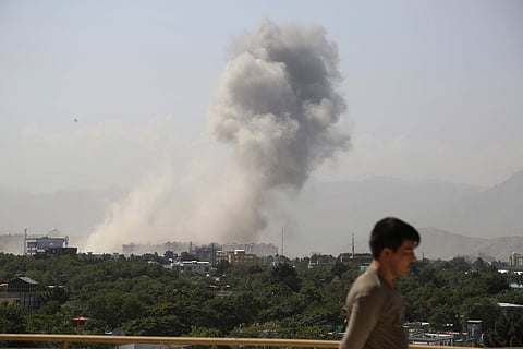 Smokes rises after a huge explosion in Kabul, Afghanistan, Monday, July 1, 2019. (Photo|AP)