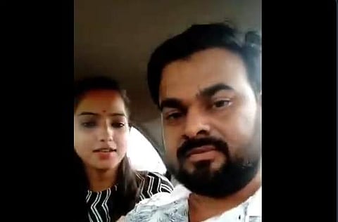 BJP’s Bareilly MLA Rajesh Mishra's daughter with her alleged husband Ajitesh. (Video screengrab)