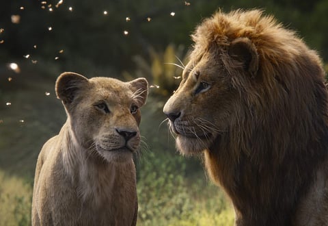 This image released by Disney shows Nala, voiced by Beyoncé Knowles-Carter, left, and Simba, voiced by Donald Glover in a scene from 'The Lion King.' (Photo | AP)
