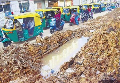 The BWSSB spent Rs 20 lakh to lay sanitary lines on Tannery Road (Photo | Pandarinath B, EPS)