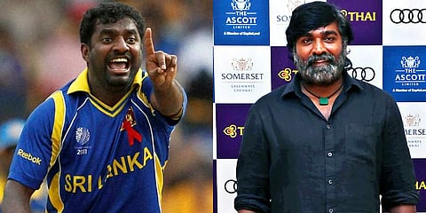 Former Srilankan off-spinner Muttiah Muralitharan and Kollywood actor Vijay Sethupathi (Photo | PTI and EPS)