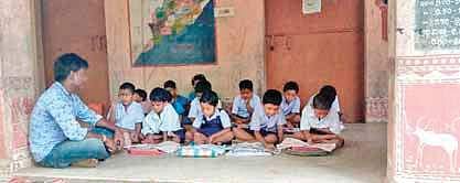 Tutor teaching at the Jagatsinghpur school (Photo |EPS)