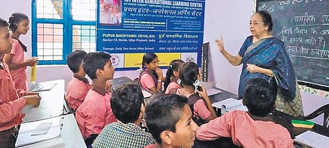 As part of an initiative by an AIIMS doctor, senior citizens are roped in to teach young children at schools. ( Photo | EPS)