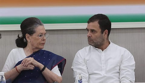 UPA Chairperson Sonia Gandhi and Rahul Gandhi during the Congress Working meeting at AICC in New Delhi on Saturday (Express photo by Shekhar Yadav)