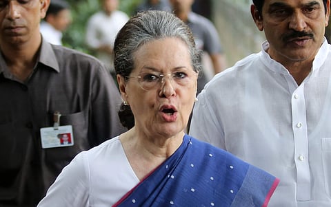 Senior Congress leader Sonia Gandhi arrives for Congress Working Committee CWC meeting at AICC HQ in New Delhi on Saturday August 10 2019. | PTI