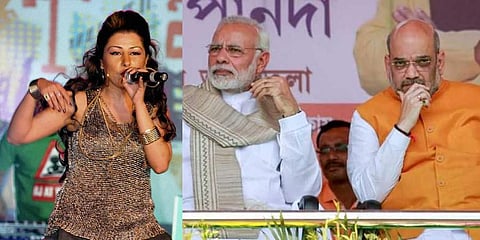 Rapper Hard Kaur (L) and PM Narendra Modi with Union Home Minister Amit Shah (Photo | PTI)