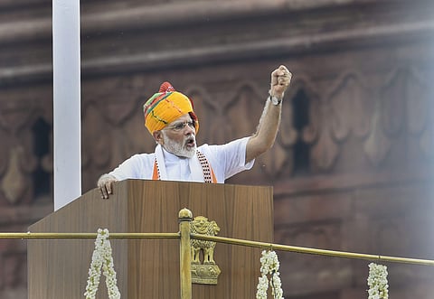 Prime Minister Narendra Modi addresses the nation from the ramparts of the historic Red Fort on the occasion of 73rd Independence Day in New Delhi Thursday August 15 2019. | PTI