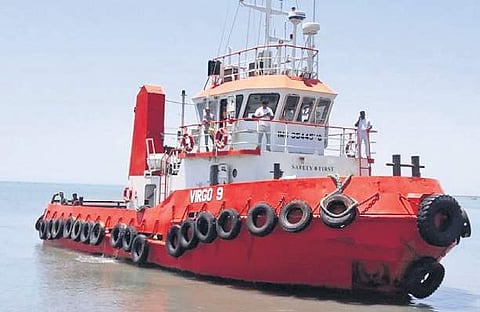 The barge on which former vice-president of Maldives, Ahmed Adeeb Abdul Ghafoor reached Thoothukudi old harbour | Express