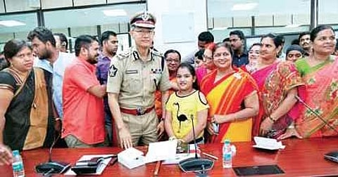 DGP Gautam Sawang with Mahila Mitra members (File Photo |EPS)