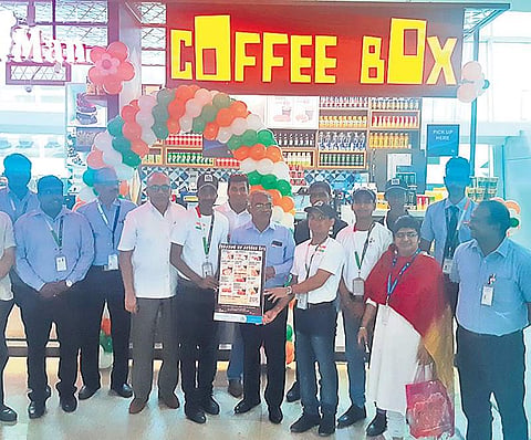 The coffee shop set up at Chennai International Airport; Named ‘Coffee Box’, the shop is managed by speech and hearing impaired individuals | Express
