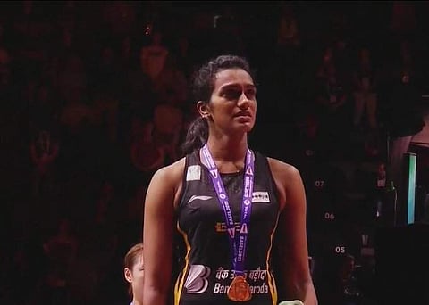 PV Sindhu scripted a historic win becoming the first Indian to win the World Championship. The victory becomes even sweeter for the Indian shuttler as it comes on her mother's birthday. (Photo | @BAI_Media, Twitter)