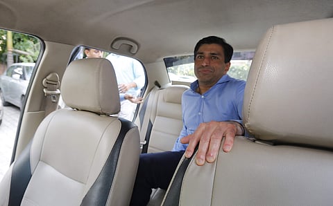 Madhya Pradesh CM Kamal Nath's nephew Ratul Puri leaves Enforcement Directorate office after being arrested in connection with a Rs 354 crore bank loan fraud case in New Delhi. (Photo | EPS)