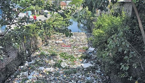 Waste dumped in Parvathy Puthanar B P Deepu