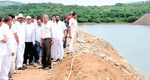 Chief Minister K Chandrasekhara Rao visits Palamuru Ranga Reddy Lift Irrigation project in Mahbubnagar district on Thursday (Photo |EPS)