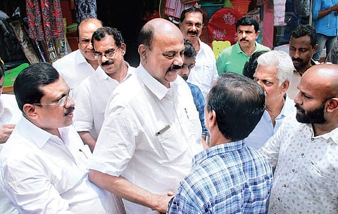 Mani C Kappan hits the campaign trail inPala town on Thursday| Express