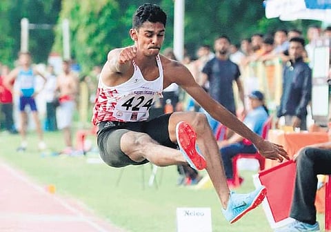 M Sreeshankar bagged gold in the long jump event with a leap of 7.83m