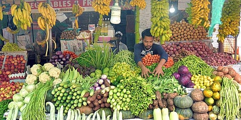 Vegetable stall at Connemara Market in Thiruvananthapuram.