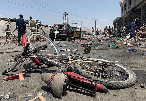 A damaged bicycle is seen at the site of a suicide attack in Kabul, Afghanistan, Thursday, July 25, 2019 (Photo | AP)