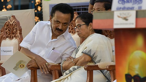 West Bengal Chief Minister Mamata Banerjee and Tamil Nadu Chief Minister M K Stalin.