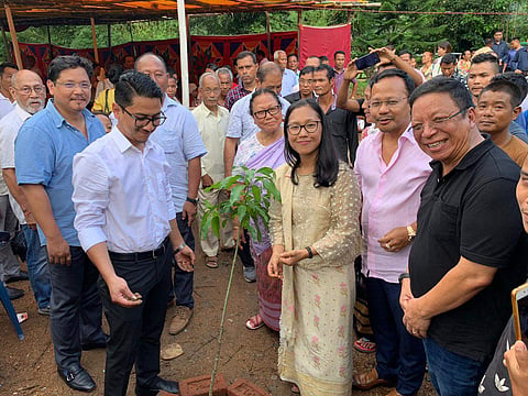 During the engagement ceremony, Tura MP and her fiancé Dr. Patrick Rongma Marak exchanged rings, cut a cake and planted a sapling.