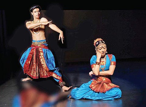 Mallika Sarabhai and her son, Revanta, at an earlier performance