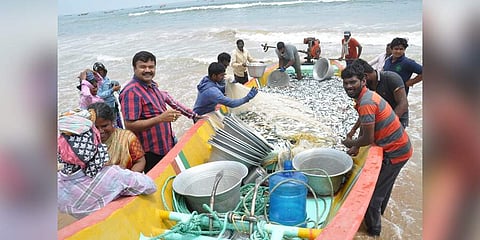A two-day comprehensive coastal security exercise, ‘Sagar Kavach’, began in Prakasam district. (Photo | EPS)