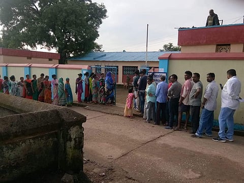 Tribal voters at a polling booth in Dantewada. | (Photo | EPS)