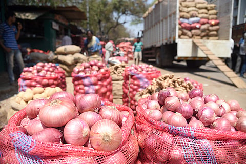 The onion storage structure receives 50 per cent subsidy limited to Rs 87,500. (Photo | Nagaraja Gadekal, EPS)