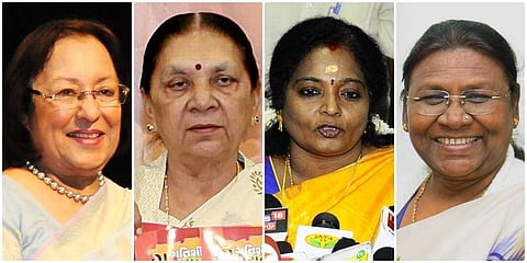 From Left: Najma Heptulla, Anandiben Patel, Tamilisai Soundararajan and Draupadi Murmu (Agency Photos)