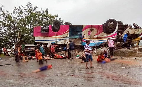 The accident took place in Banaskantha district (Photo | ANI)