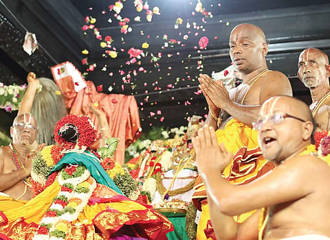 Priests performing rituals at Bhadrachalam temple (File Photo |EPS)