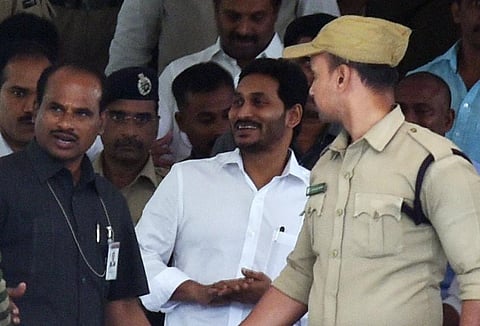 Andhra Pradesh Chief Minister YS Jagan Mohan Reddy coming out of CBI court in Hyderabad on Friday| Vinay Madapu