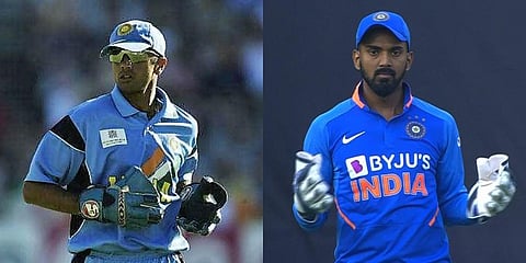 KL Rahul (R) is expected to play a role similar to that of Rahul Dravid in 2003. (Photo | BCCI Twitter and Agency)
