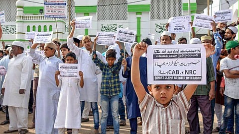 An anti-citizenship act protest in Hyderabad. (File Photo | PTI)
