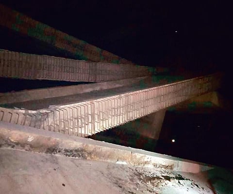 The flyover beam that collapsed on NH-49 on Tuesday evening