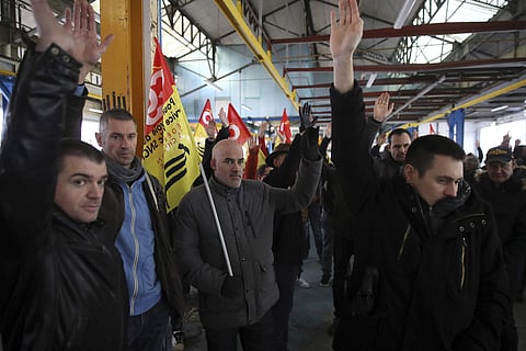 Unions launched nationwide strikes and protests over the government's plan to overhaul the retirement system. (Photo| AP)