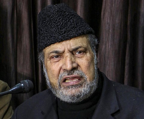 PDP senior leader Muzaffar Hussain Baig addresses a press conference at Press Club of India Jammu Thursday Jan. 9 2020. (Photo | PTI)