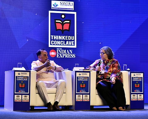 BJP MP and former minister Subramanian Swamy at the ThinkEdu Conclave in Chennai. (Photo | P Jawahar, EPS)