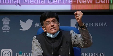 Union Minister of Commerce and Industry Piyush Goyal addresses press conference. (EPS | Shekhar Yadav)