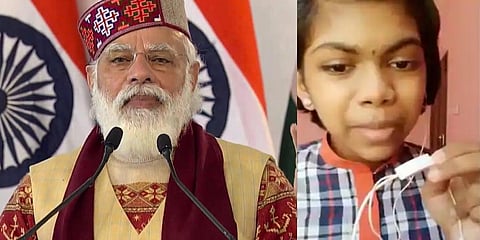 PM Narendra Modi and Kerala girl Devika (Photo | PTI and Twitter)