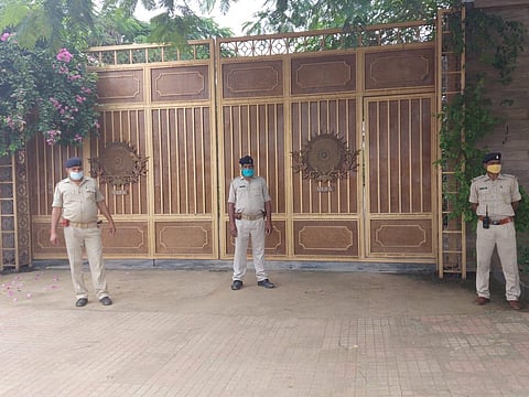 Security outside Dhoni's farmhouse. (Photo| EPS)
