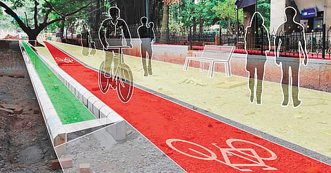 The cycle lane will have a buffer zone with greenery for beautification