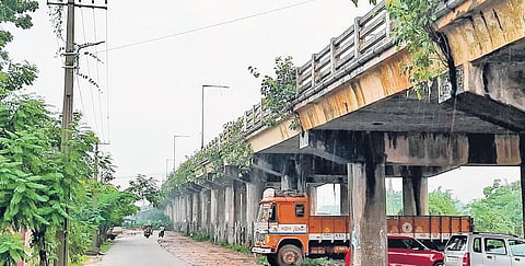 Owing to cracks and crevices that developed over the years, traffic jams have become commonplace on the Jangaon flyover