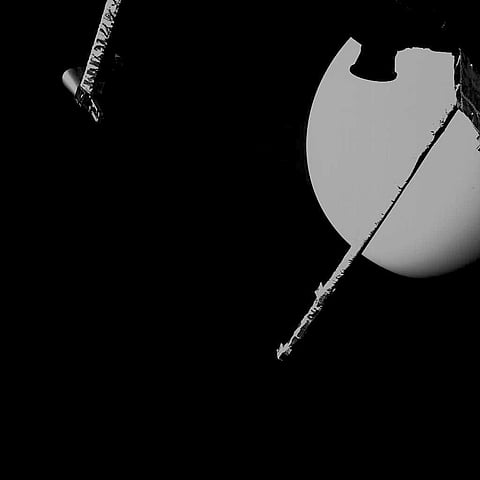 This image provided on Thursday, Oct. 15, 2020 by the European Space Agency taken by the Mercury Transfer Module’s Monitoring Camera 2, shows the closest approach to Venus. (Photo | AP)