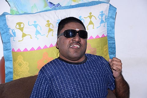 Anbazhagan, who is an ardent fan of ‘Superstar’ Rajinikanth, mimics the actor. (Photo | Express, Special Arrangement)
